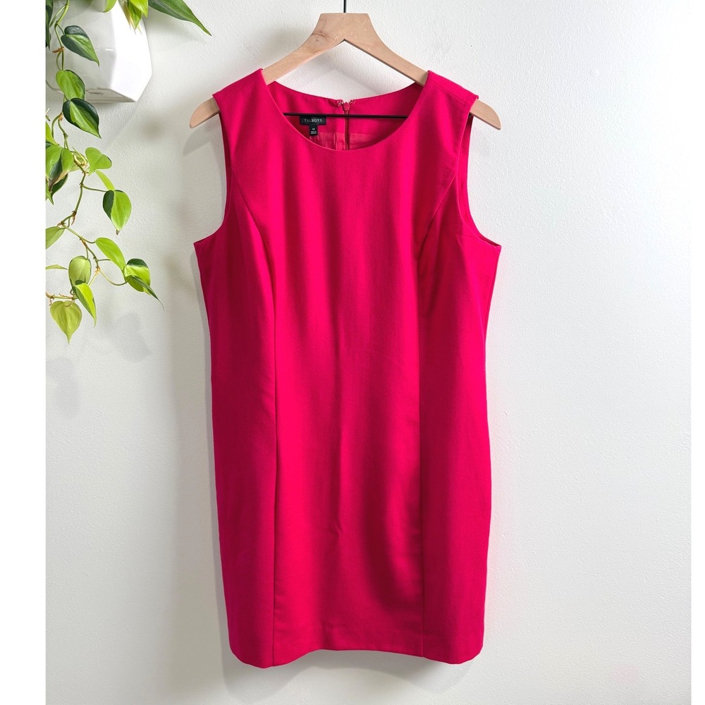 Talbots Pink 99% Wool Sleeveless Sheath Dress 14 Business Cocktail Minimalist